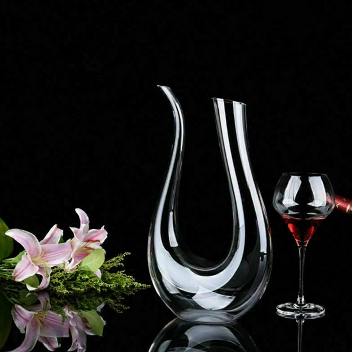 Decantador de vinho de cristal em formato de U de 1500 ml