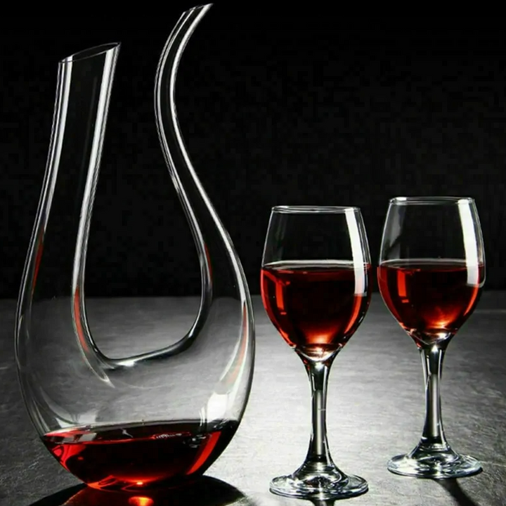 Decantador de vinho de cristal em formato de U de 1500 ml