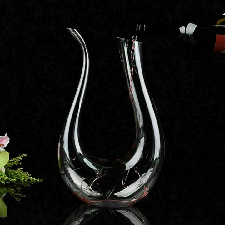 Decantador de vinho de cristal em formato de U de 1500 ml