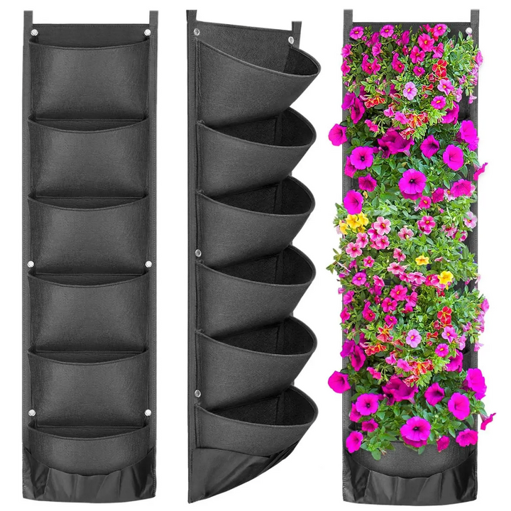Vasos verticais para jardim suspenso